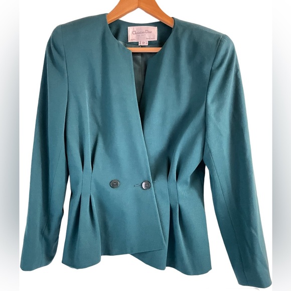 Vintage Christian Dior Green Jacket & Skirt Suit Set - Picture 1 of 16